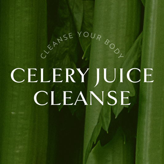 Close up image of celery with the text overlay "cleanse your body celery juice cleanse"